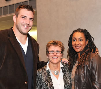 Philadelphia Eagles offensive guard, Todd Herremans; The Eye Institute's Vice President for Patient Care Services, Dr. Susan Oleszewski; and President of Philadelphia Academies, Inc., Lisa Nutter celebrate the success of the third annual event.