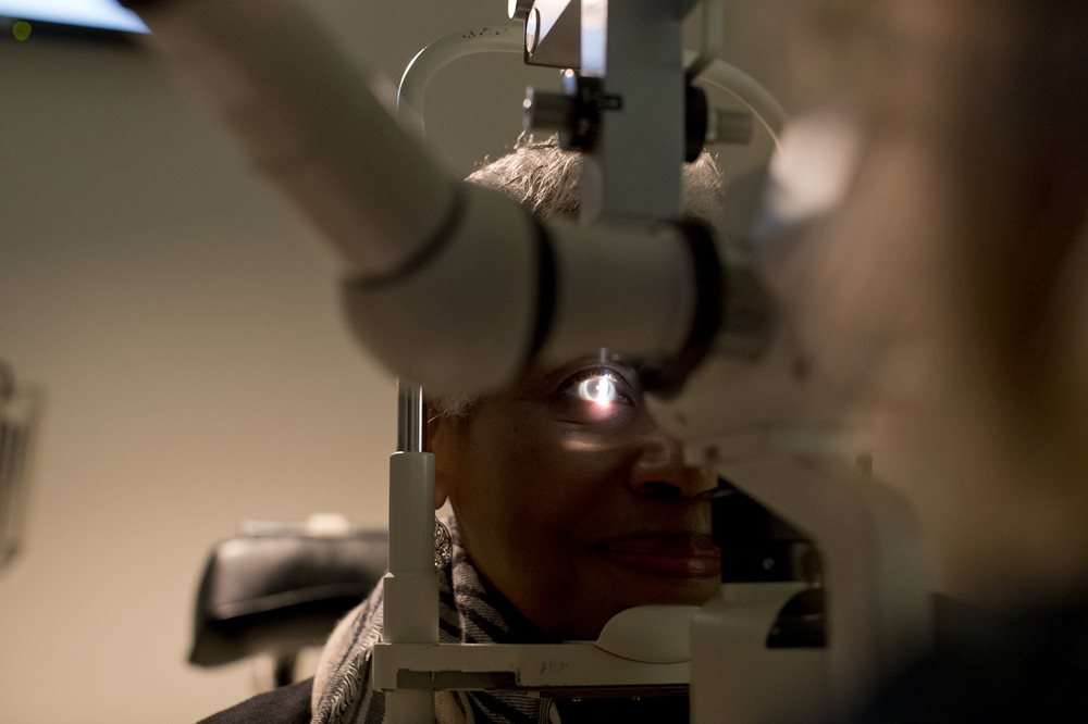 Woman having an eye exam