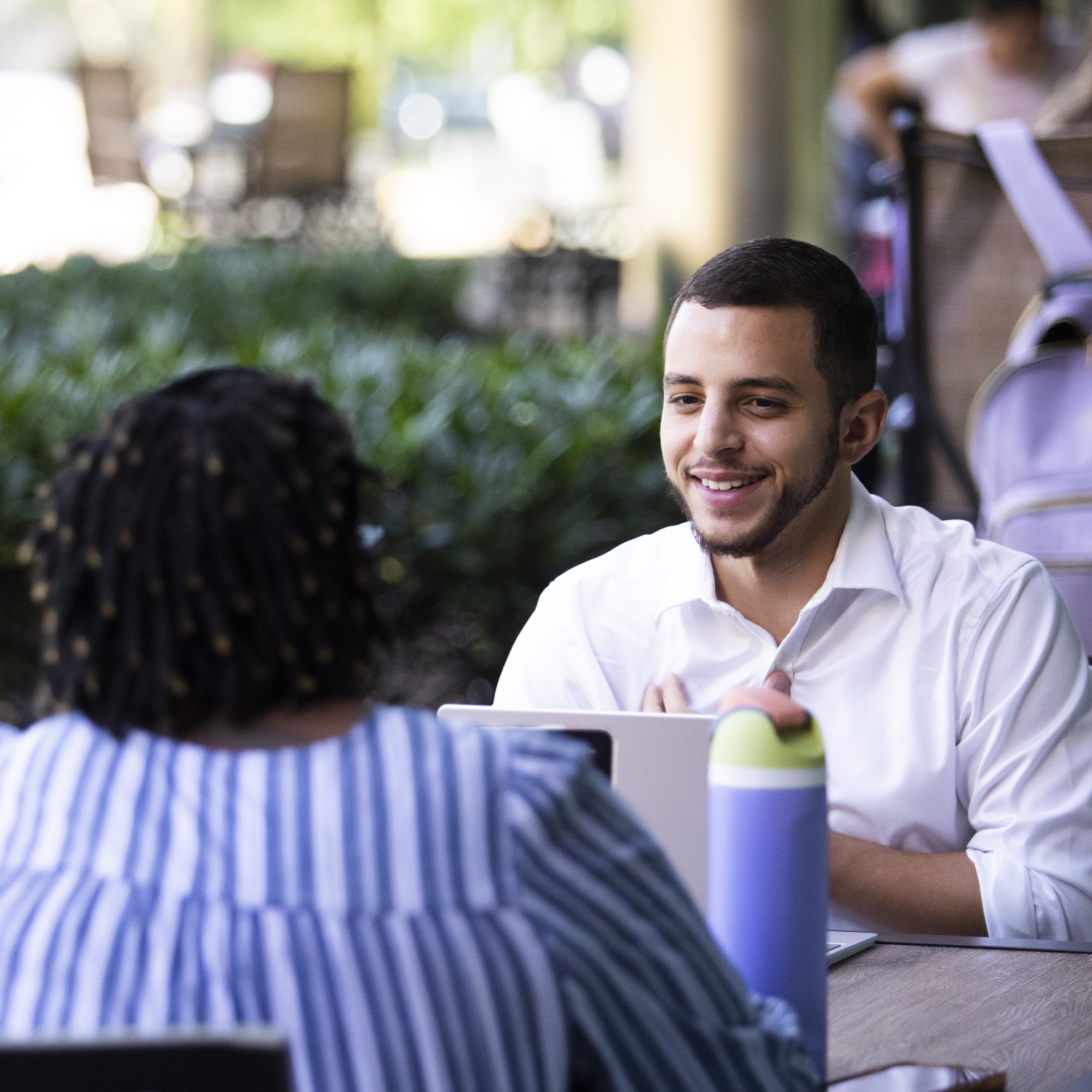 Two people having a conversation