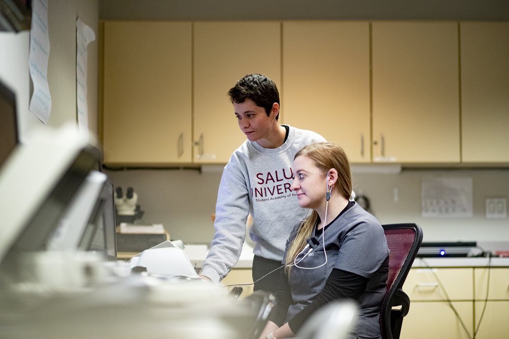 patient undergoing hearing test