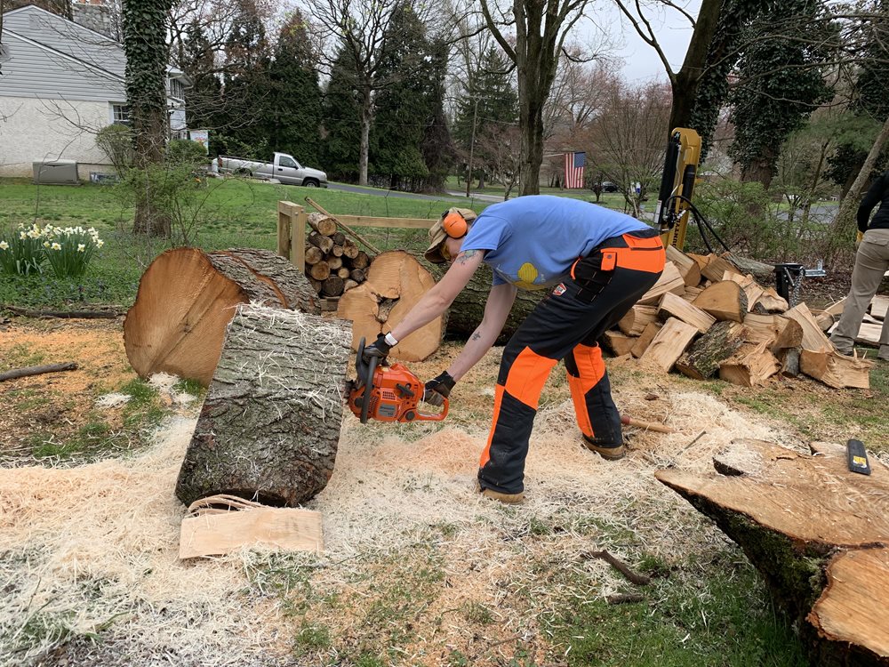 Anne Marie Ruckdeschel chopping wood