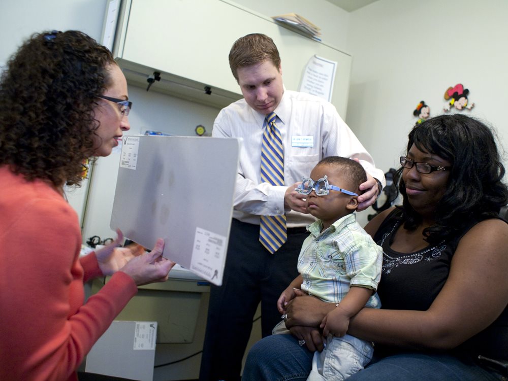 baby having eye test