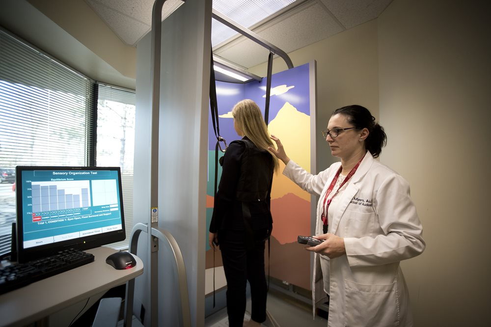 Patient having balance test