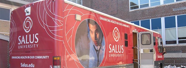 Salus University's "Big Red Bus"