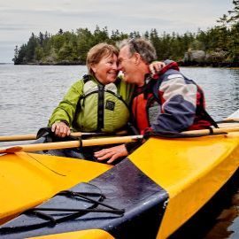 Couple canoeing