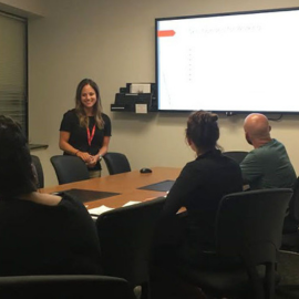 SLP student giving her capstone presentation