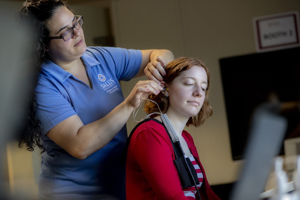 Patient having a hearing test