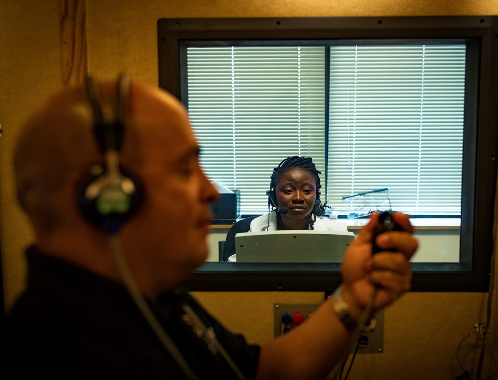 Man having hearing test