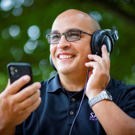 man wearing headphones