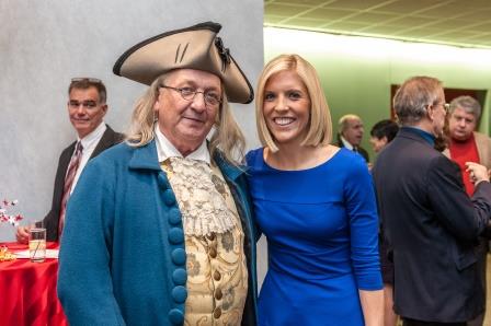 Rosemary Connors and Ben Franklin impersonator