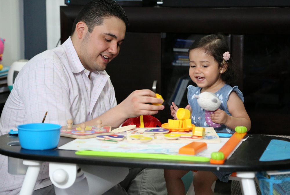 Father and toddler daughter