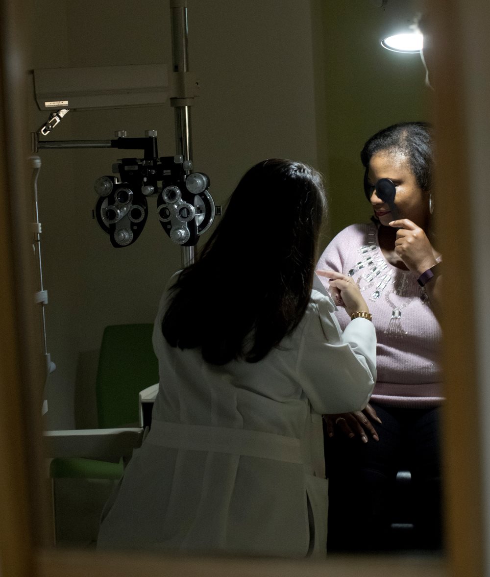 woman having eye exam