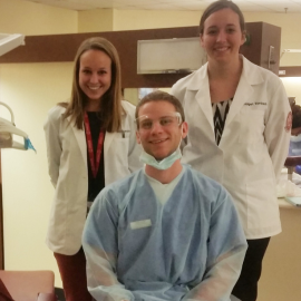 Salus students with a dental hygienist