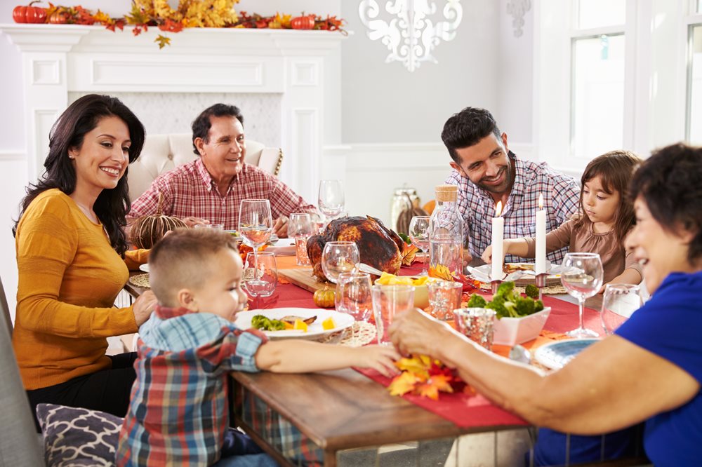 Family gathering for holiday meal