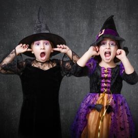 children in Halloween costumes