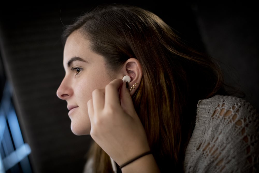 Girl wearing headphones