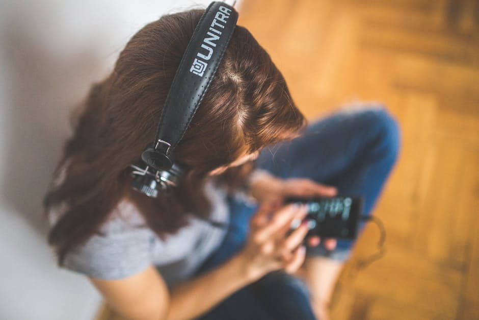 girl wearing headphones