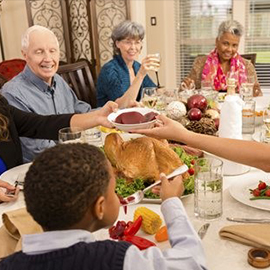 Family at holiday table