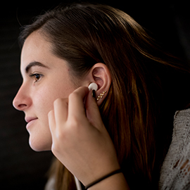 Girl wearing headphones