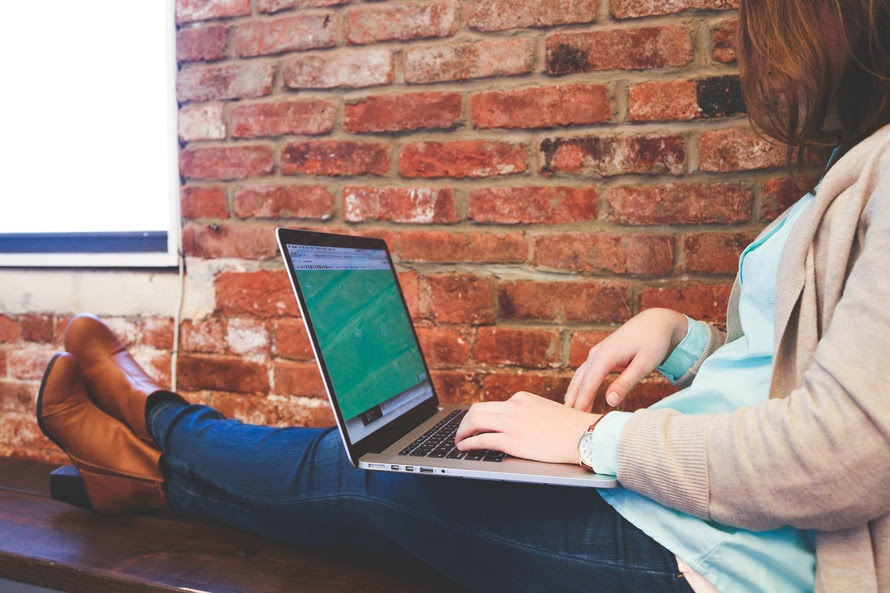 Woman working on a laptop