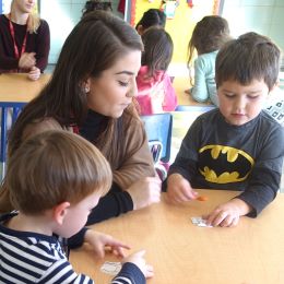 Speech-Language Pathologist and young school boys