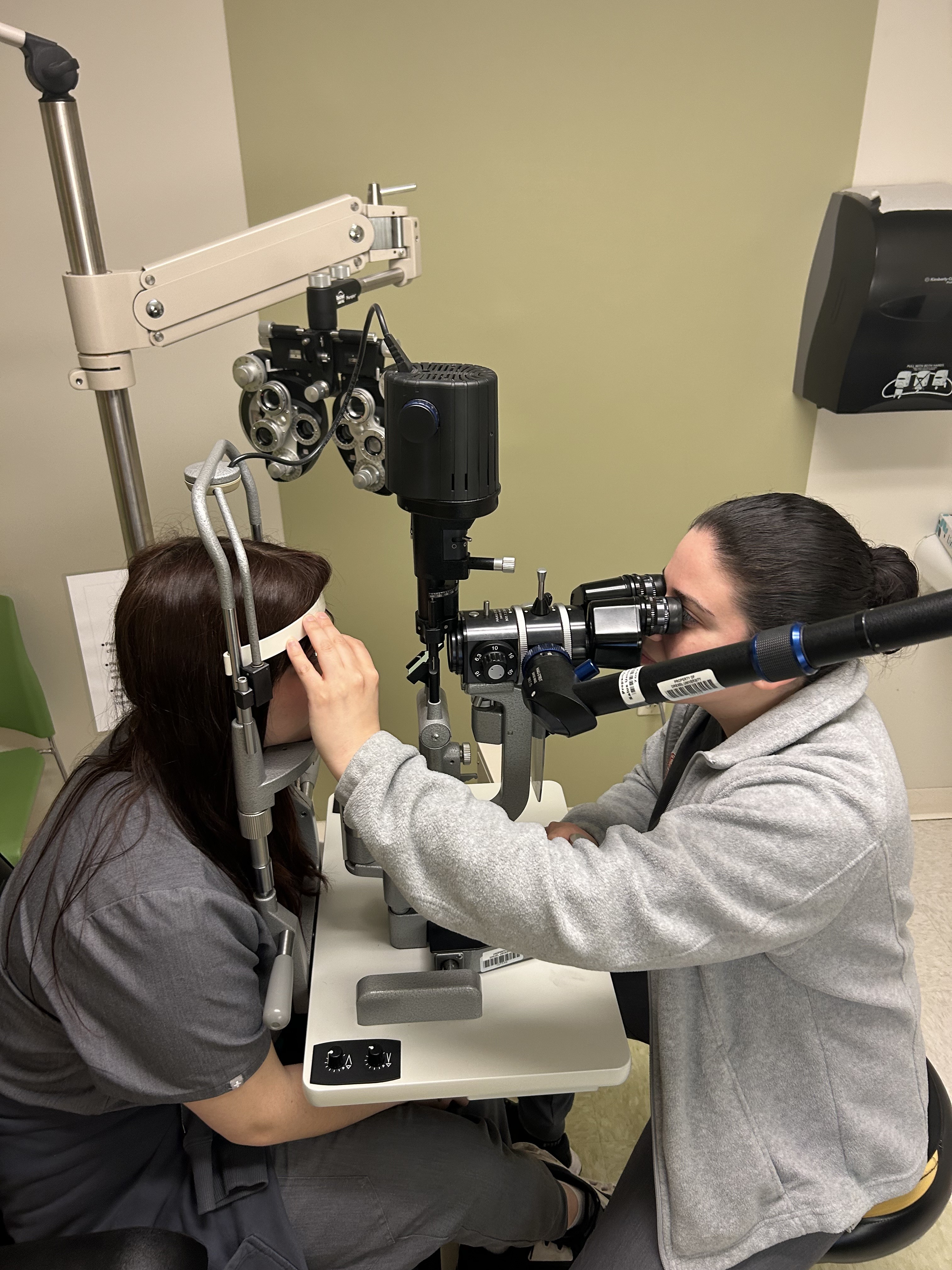 Mariana Garcia examining an eye patient