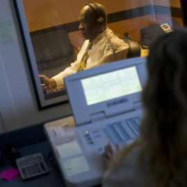 Man having a hearing test