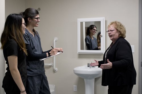 OTs working with a patient in their home