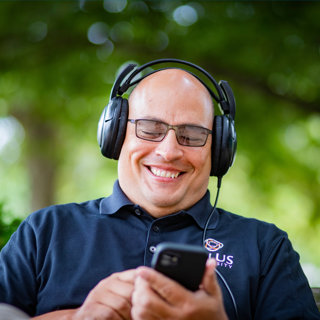 Man wearing headphones