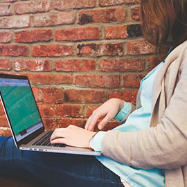 Woman working on a laptop