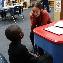 SLP student at an elementary school