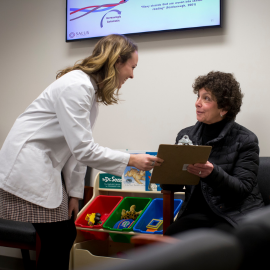 Clinician working with patient