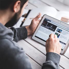 man working on a tablet