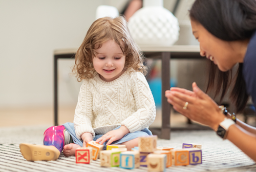 Child playing with blocks