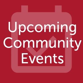 Graphic that says "upcoming community events"