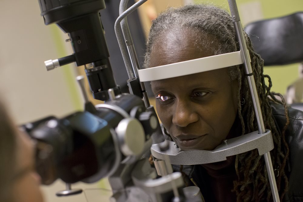 woman having eye exam