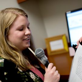 Woman with microphone